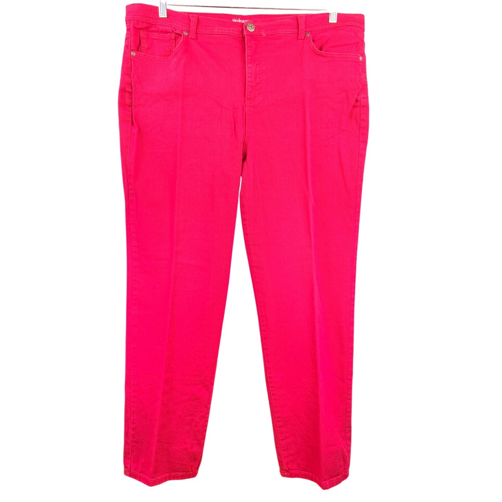 Style & Co Denim Woman Red Tapered Leg Tummy Control Jeans Size 18W